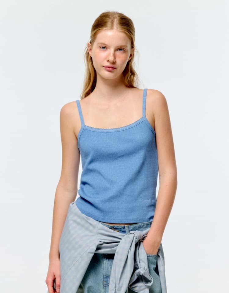 pigment eyelet sleeveless - blue