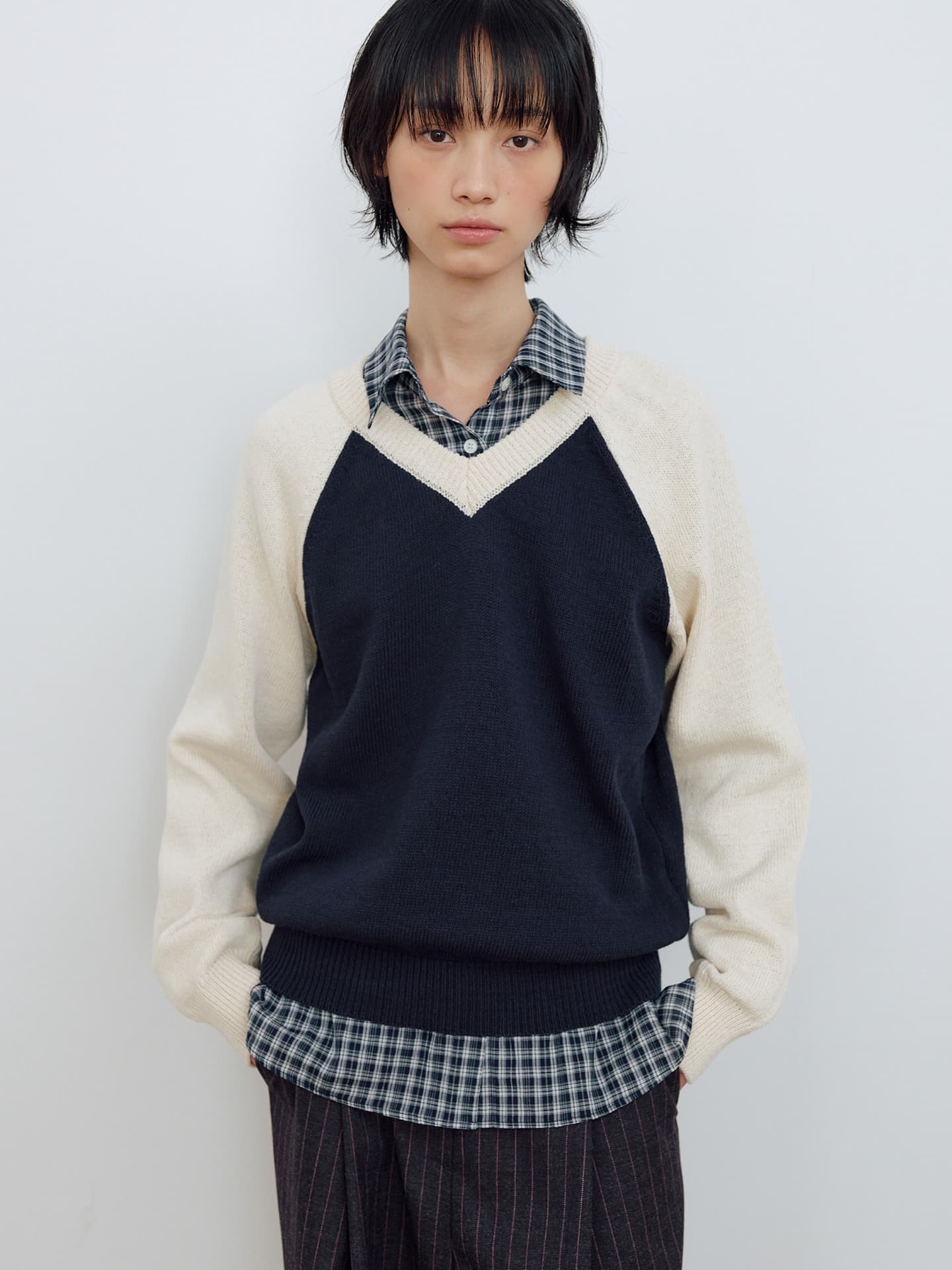 V-NECK FULL OVER KNIT_NAVY