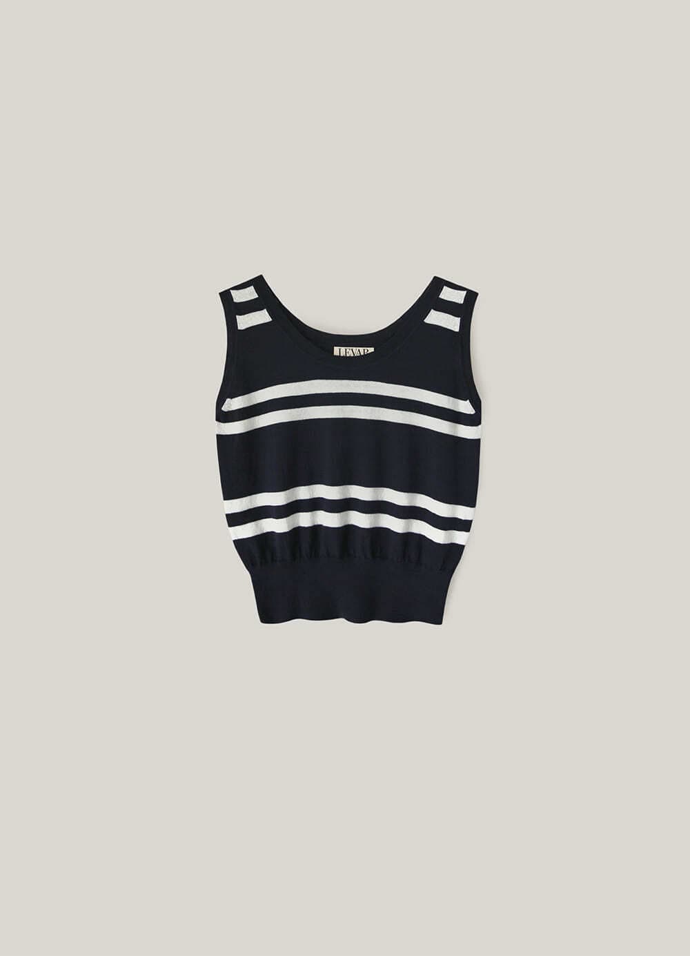 Organic Cotton Stripe Knit Sleeveless - White/Navy