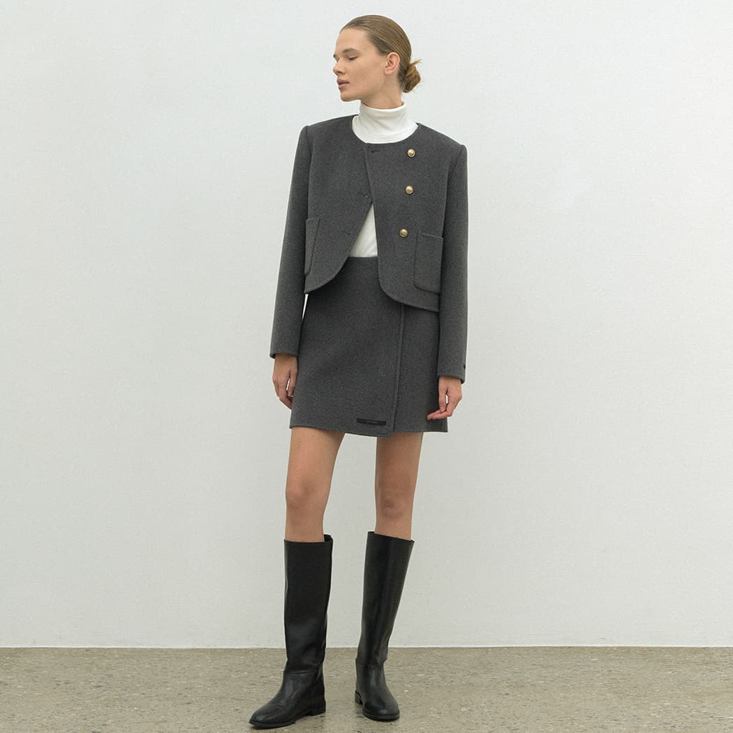 (Z-SK-4947)WOOL HANDMADE SET-UP SKIRT