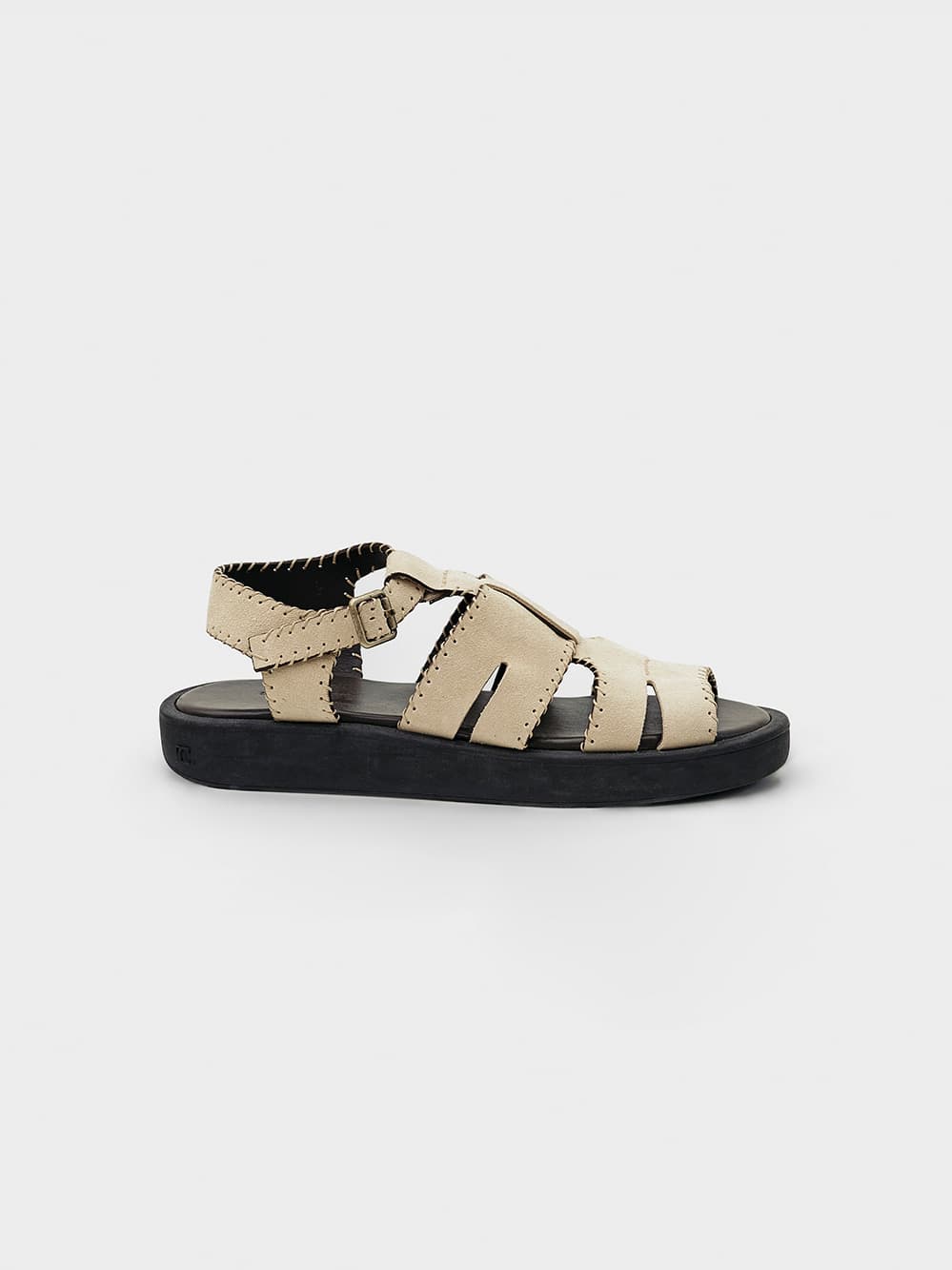 Suede Stitch Fisherman Sandal_Ivory