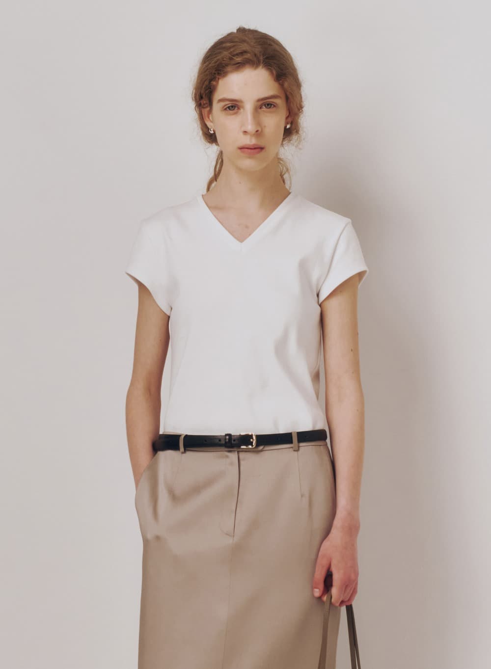 V-Neck Jersey Top Pure White