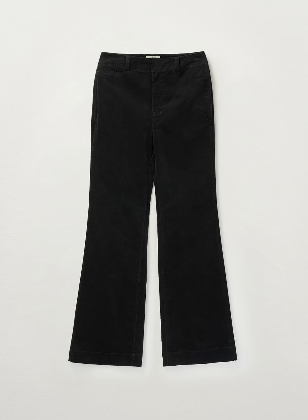 (W) Soft Corduroy Semi Flared Pants - Black