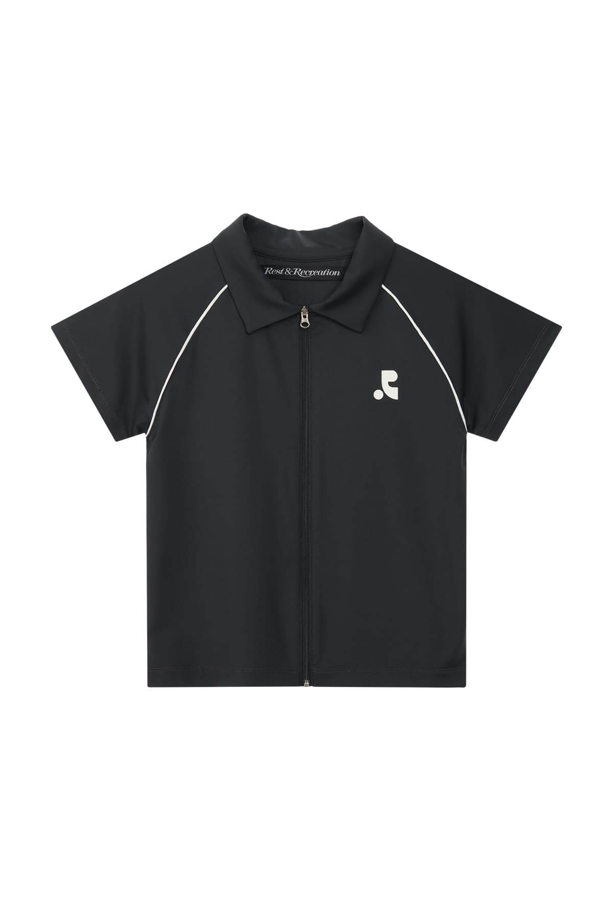 COLLAR ZIP-UP TOP - CHARCOAL