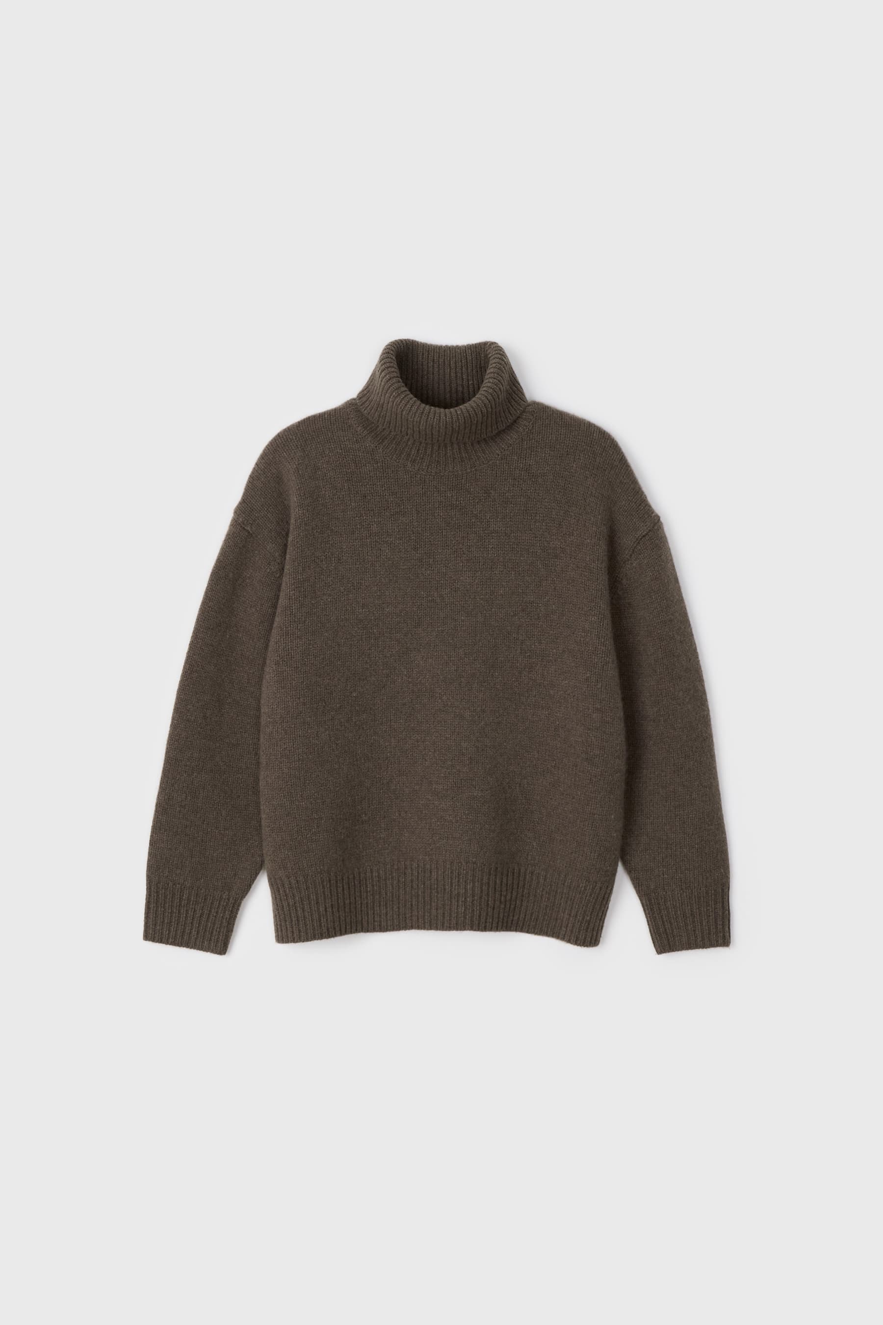 Merino Wool Roll Neck Knit (Melange Brown)