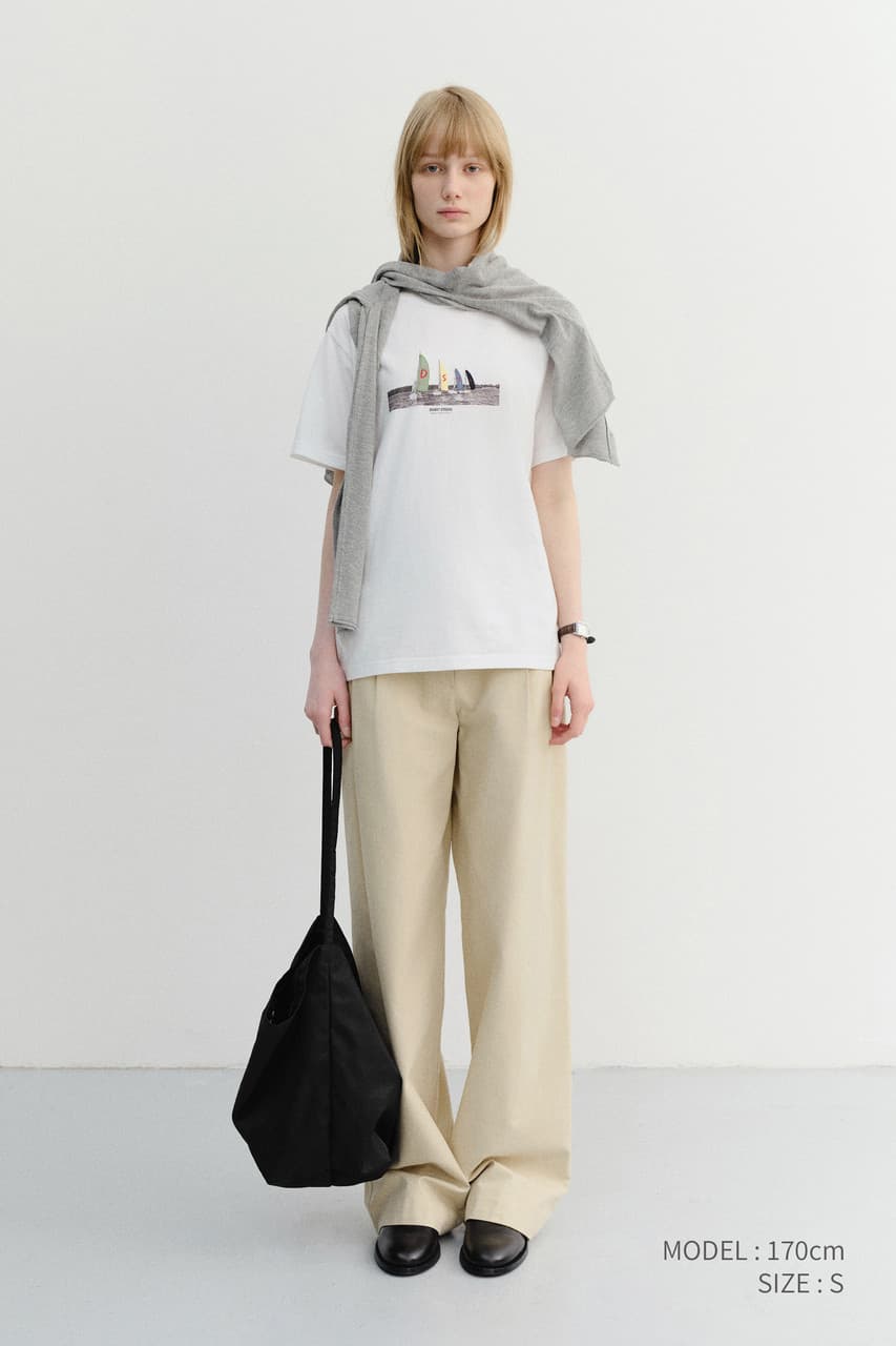 UNISEX APPLIQUE YACHT T-SHIRT OFF WHITE_UDTS6B134OW