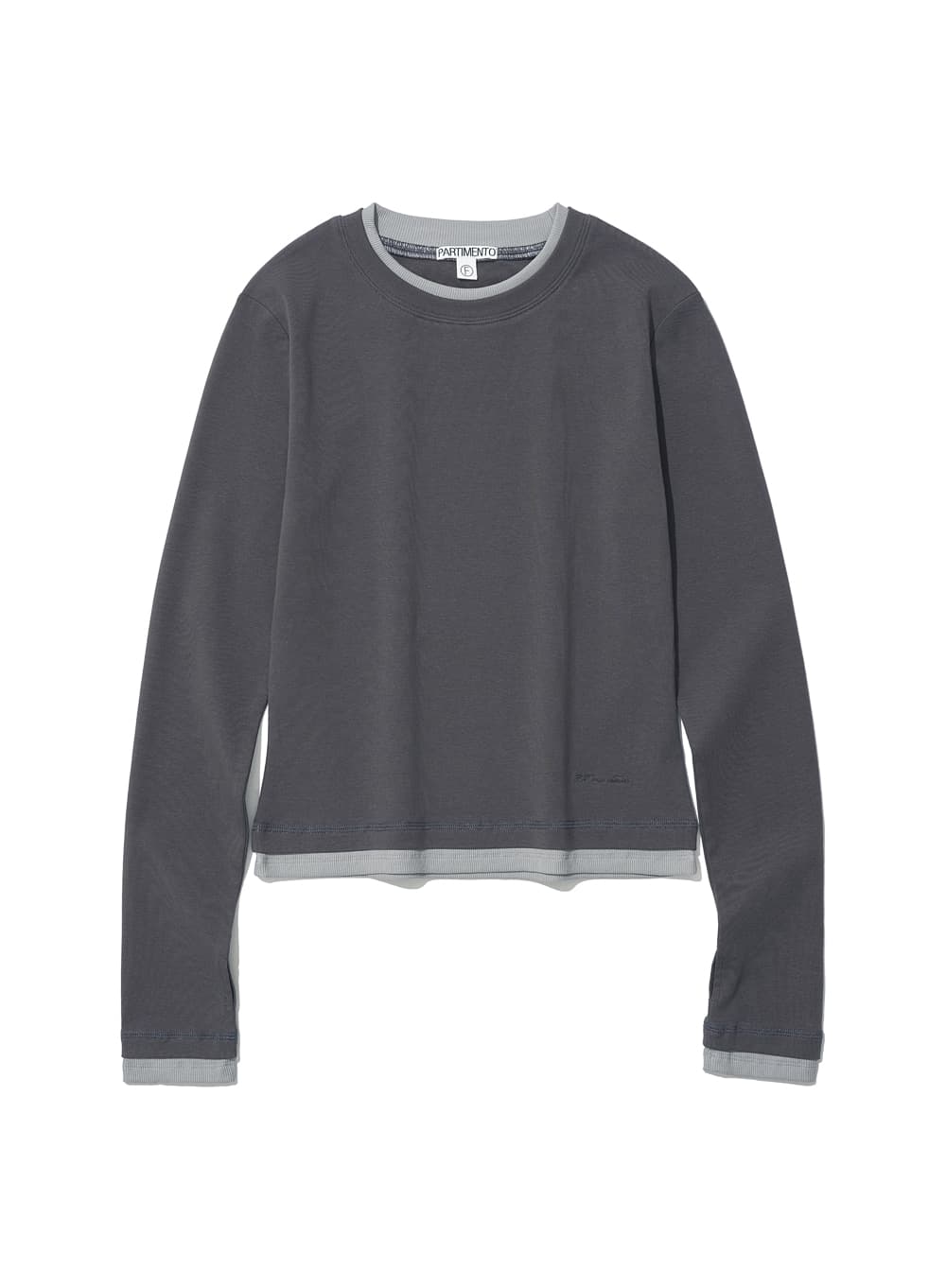 PW DOUBLE LAYERED LONG SLEEVE TEE_CHARCOAL