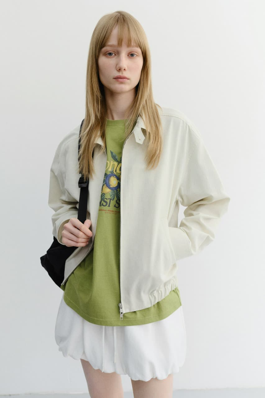 UNISEX COLLARED LIGHT BLOUSON JACKET IVORY_UDJU6B121IV