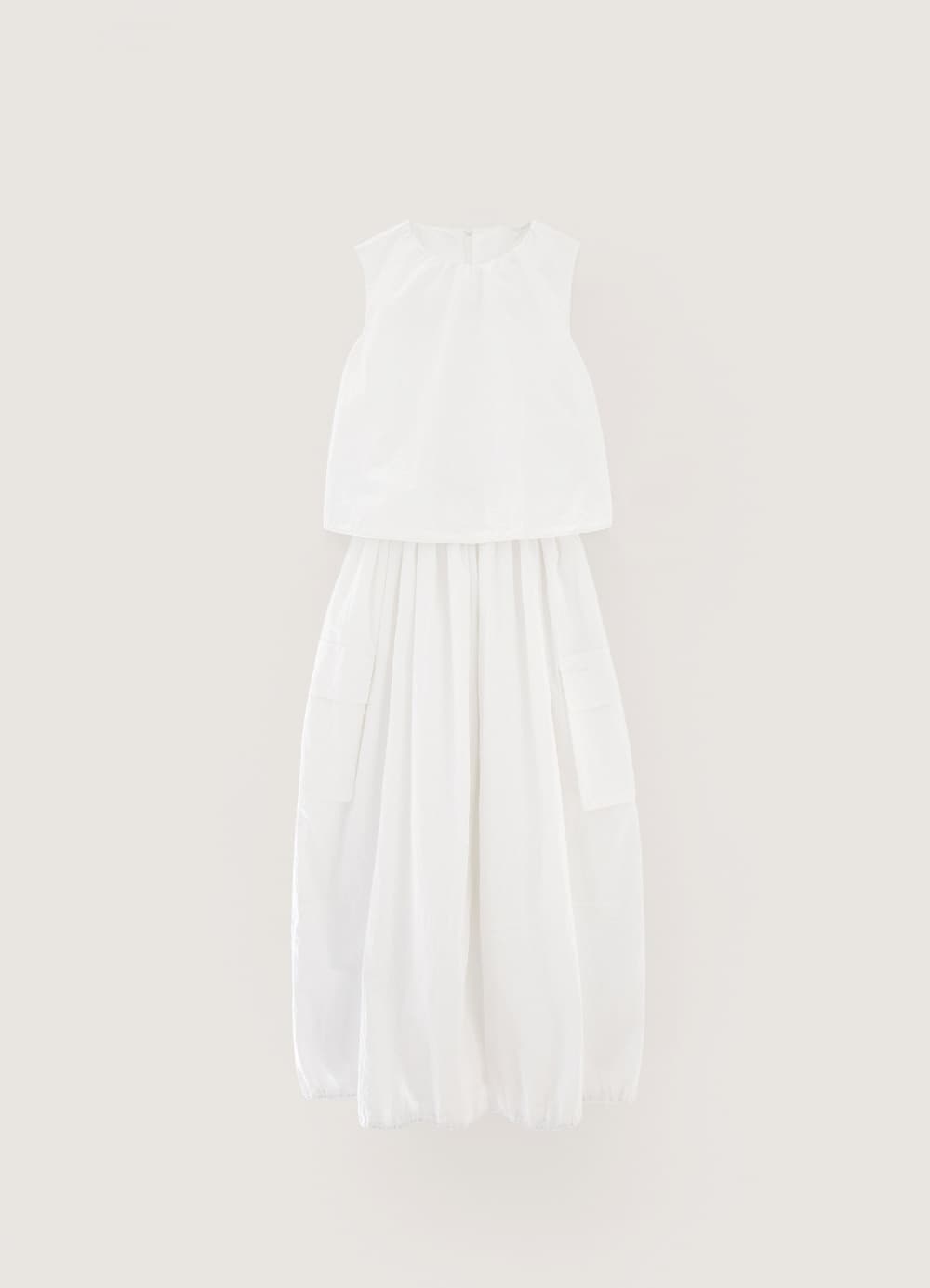 Cargo Layered String Dress - White