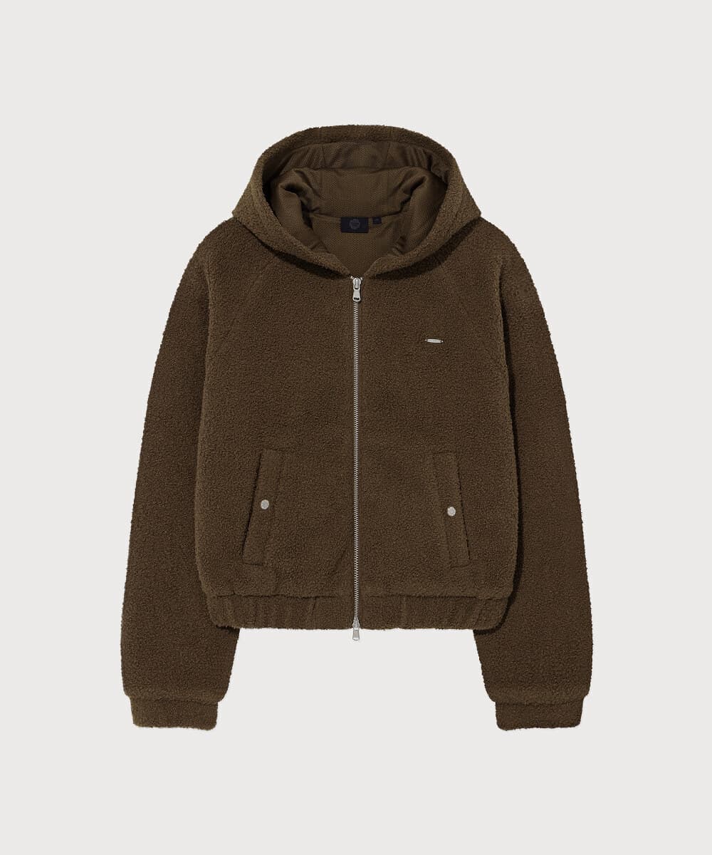 우먼 보아 후드 집업 Brown