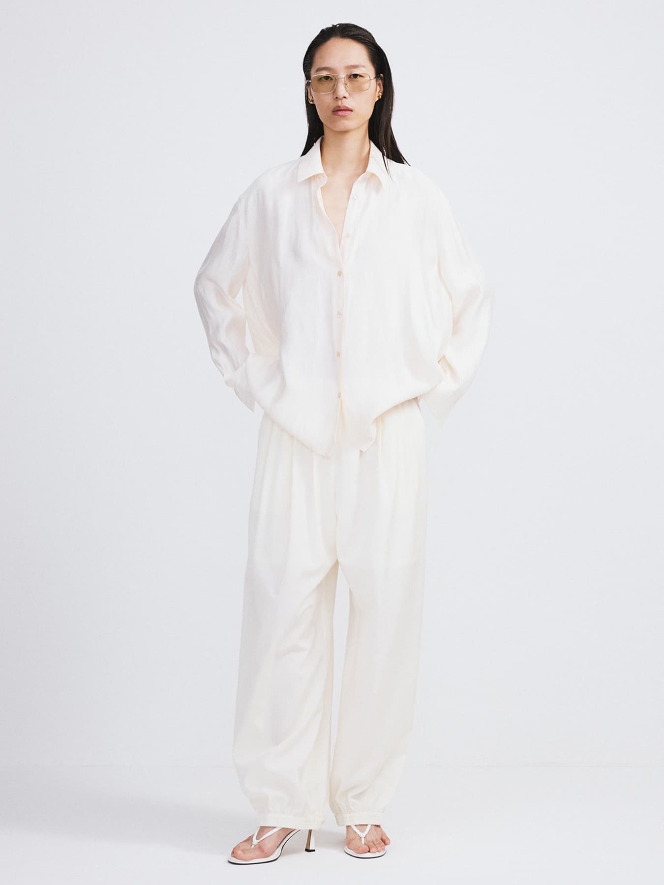 OVERSIZED SHEER SHIRT (CREAM)