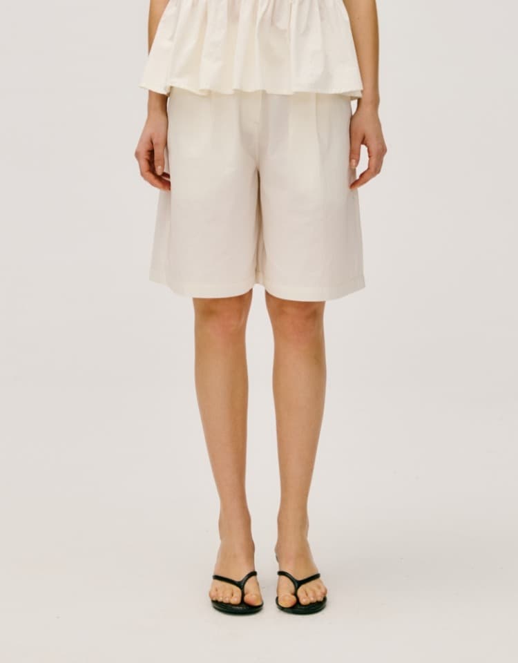 wrinkle midi pants - off white