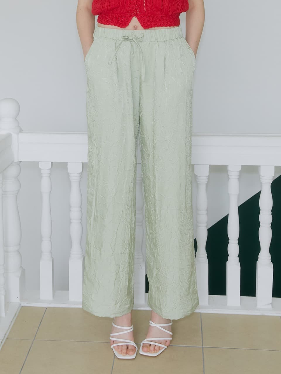 WRINKLE RIBBON PANTS (MINT)