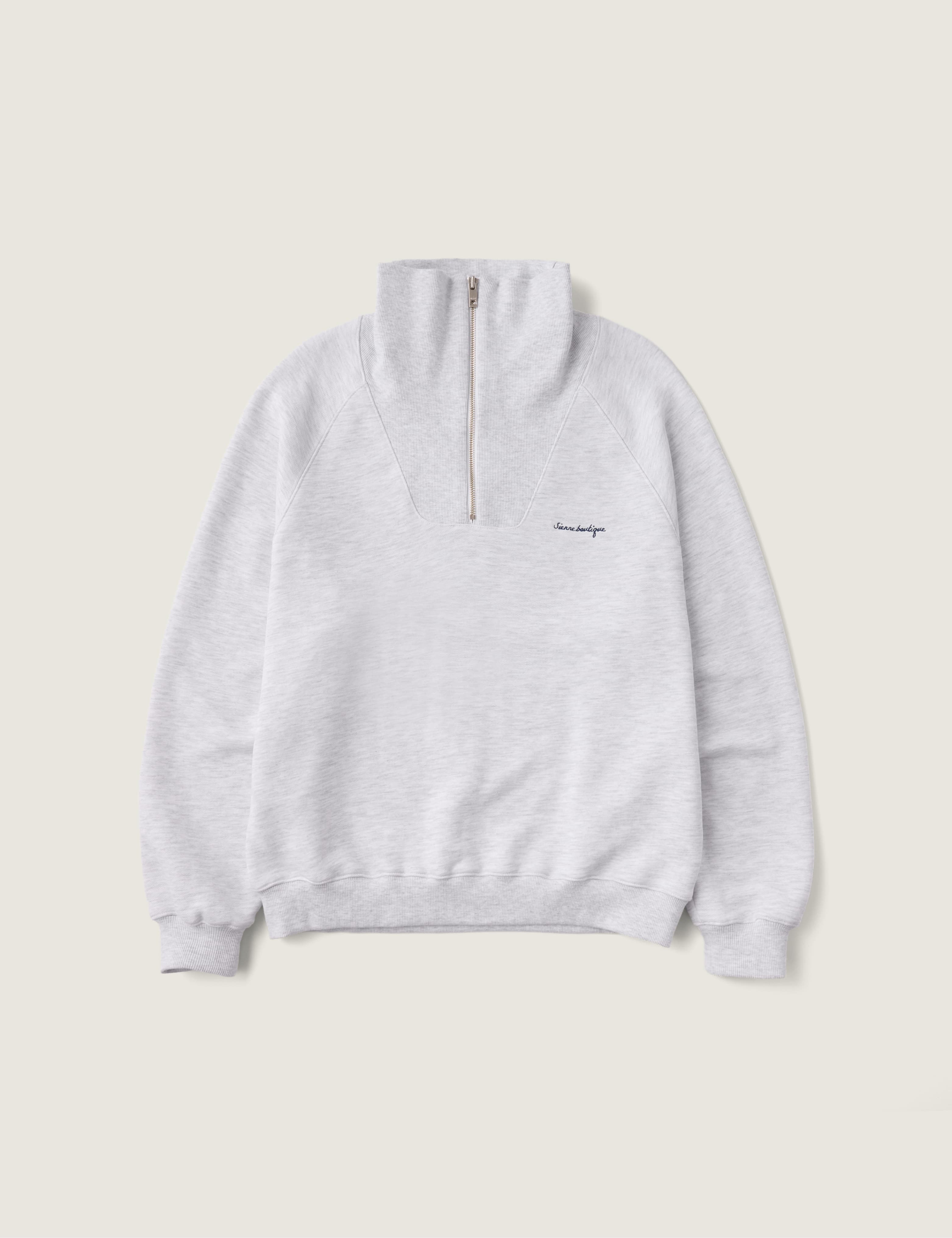 Delma Half Zip-up Sweatshirt (White Melange)