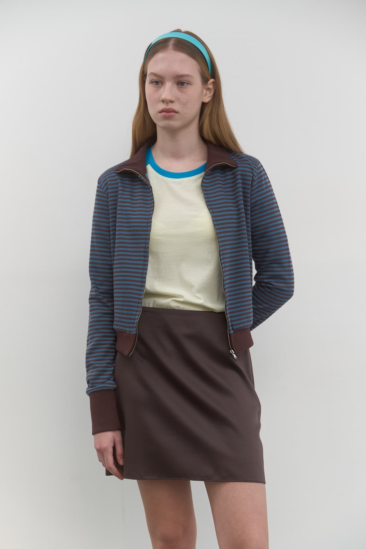 SATIN MINI SKIRT_DARK BROWN