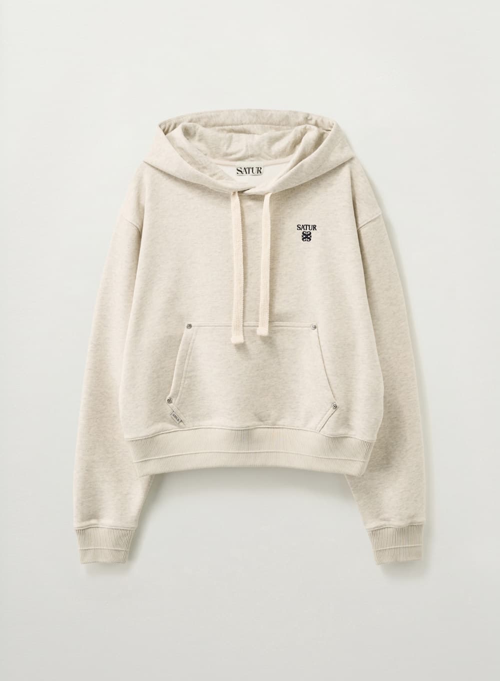 (W) Loren Small Logo Rivet Hoodie - Oatmeal
