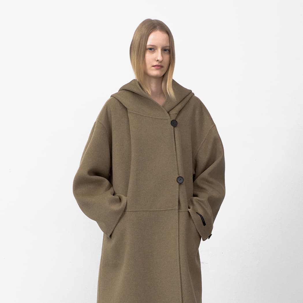 (CT-1456)ROMY HOOD HANDMADE COAT