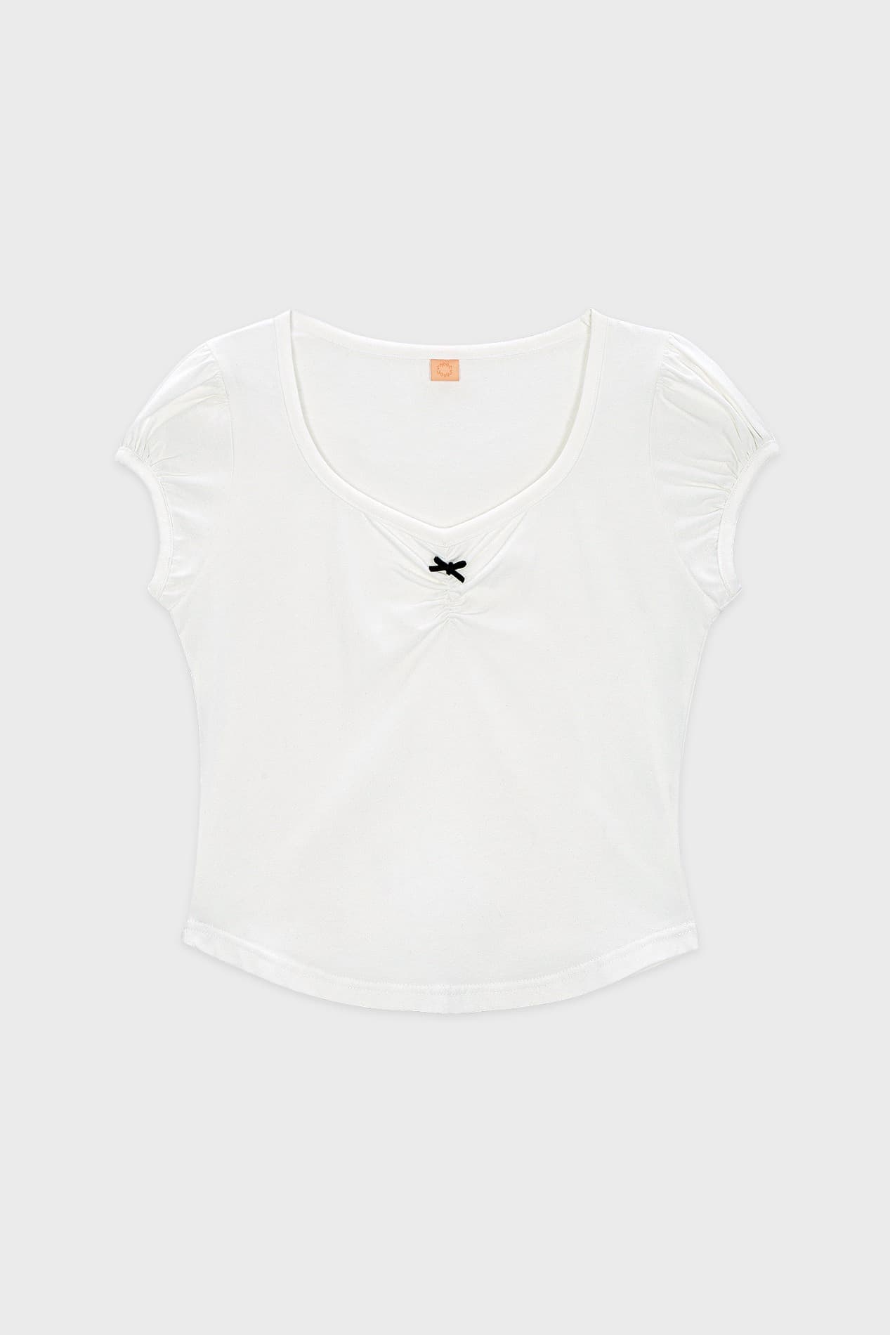 Round Shirring T-Shirt (White)