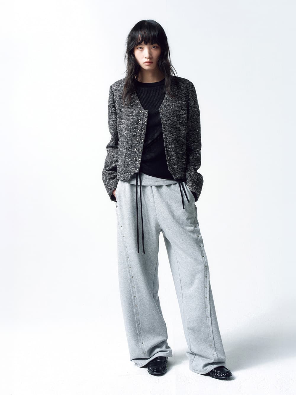 스터드 스웨트 팬츠 MELANGE GREY