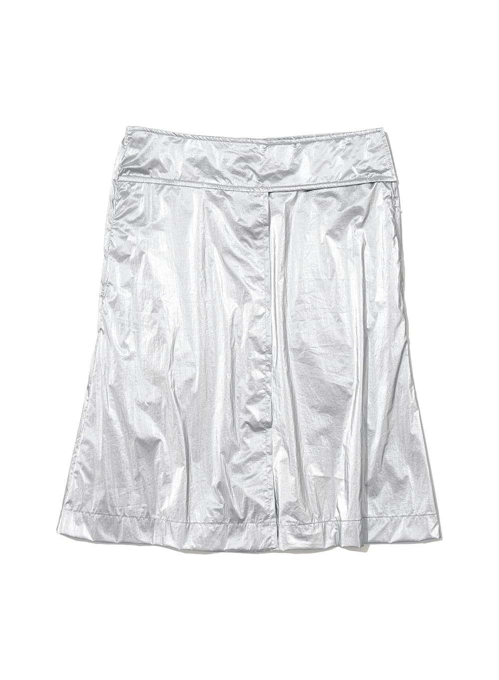 SMOCKING WRAP MIDI SKIRT_SILVER