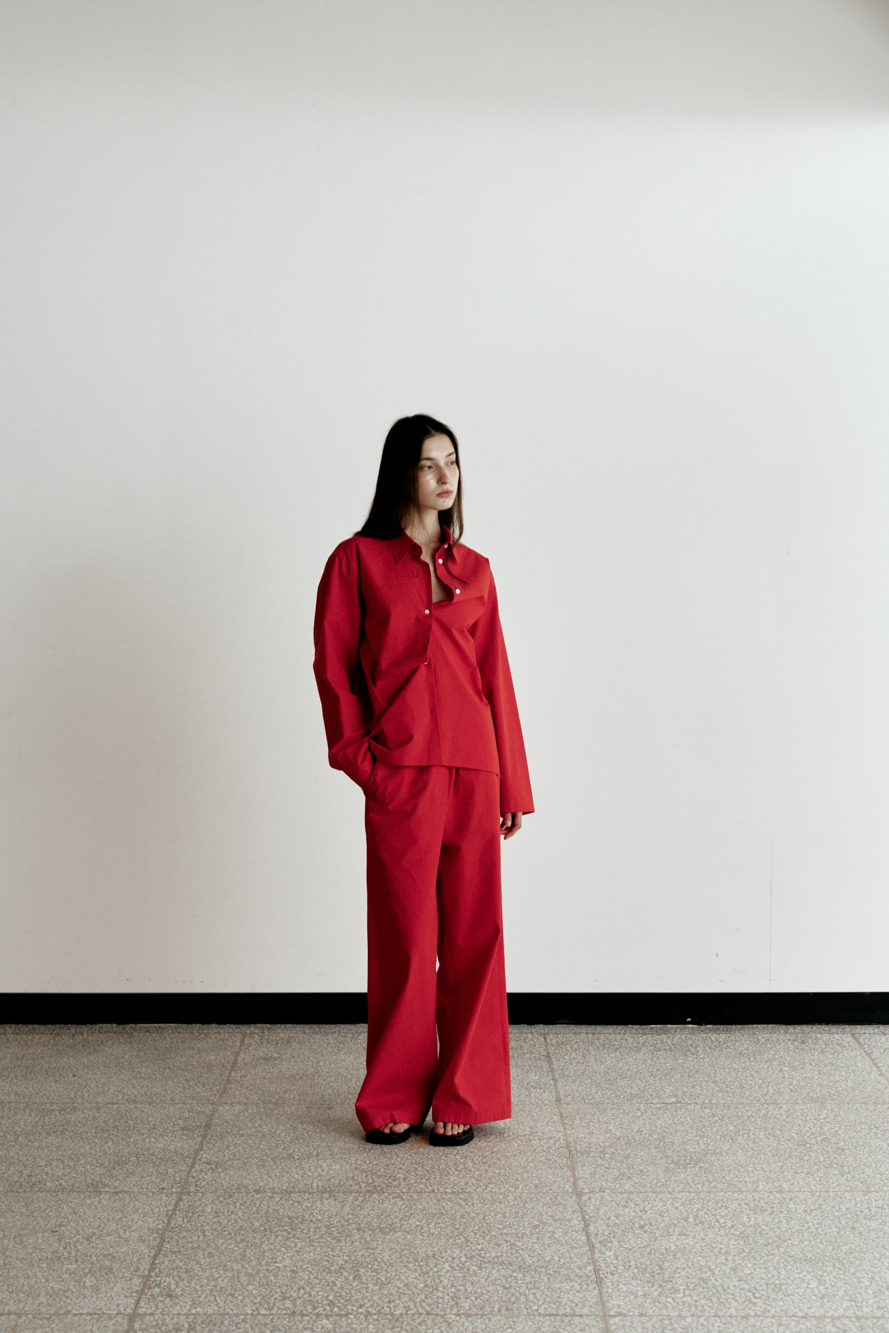 COTTON BANDING PANTS [DARK RED]