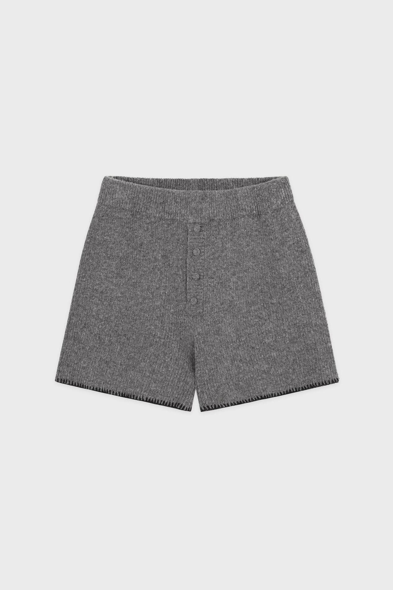 Button Knit Shorts (Melange Grey)