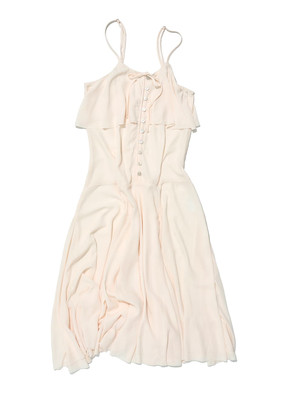 RUFFLE LACE TRIM FLARE SLIP DRESS_IVORY