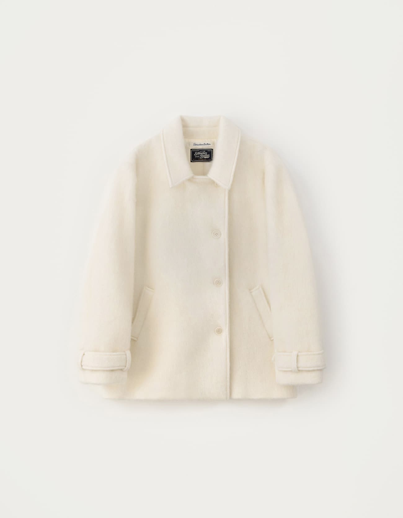Hairy Wool Half Coat - Ivory