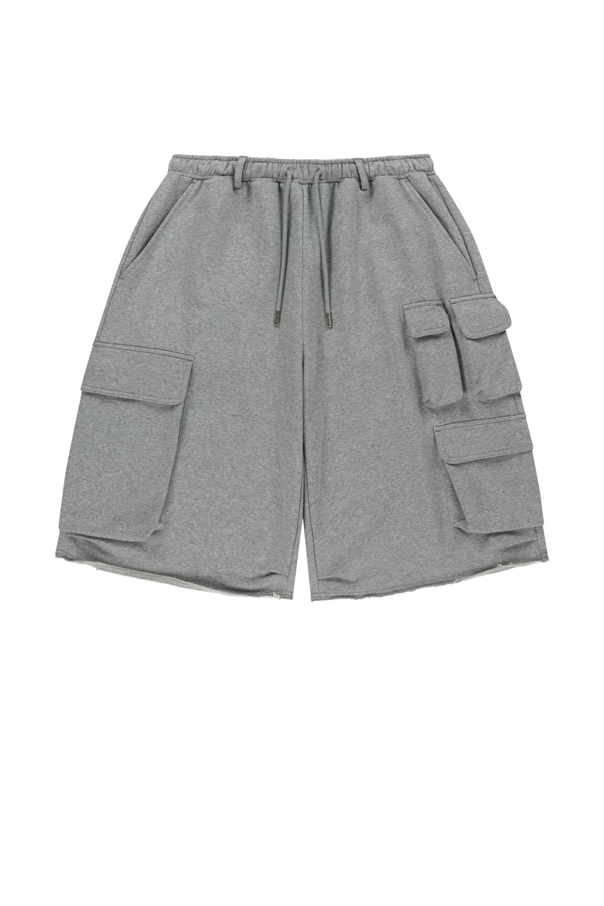 TERRY UTILITY POCKET BERMUDA PANTS IN GREY