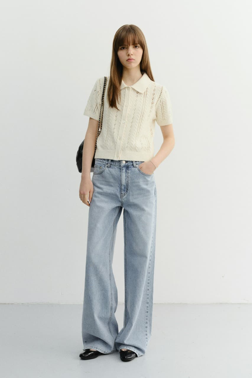COLLARED HALF SLEEVE CARDIGAN CREAM_UDSW6B223CR