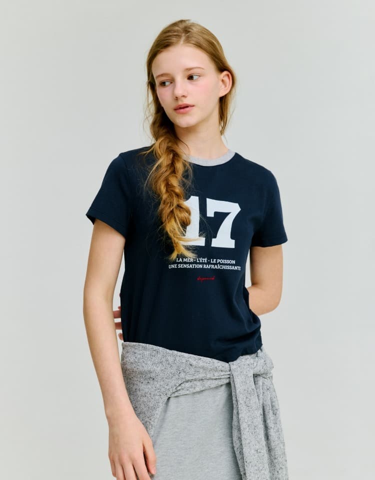 no.17 graphic slim t-shirt - navy