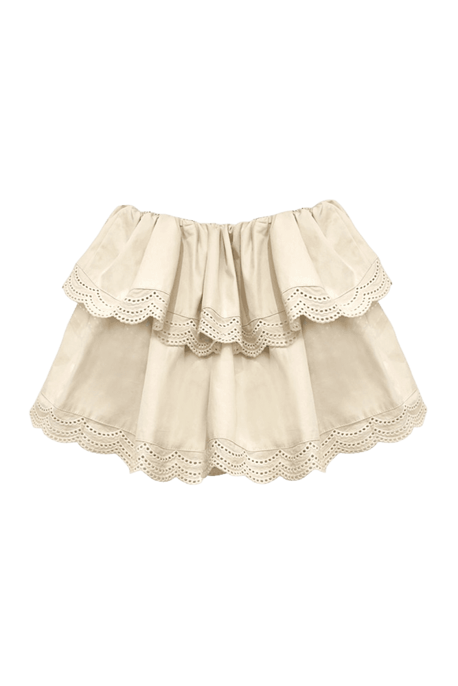 Shirring Bustier Sleeveless Top (Beige)