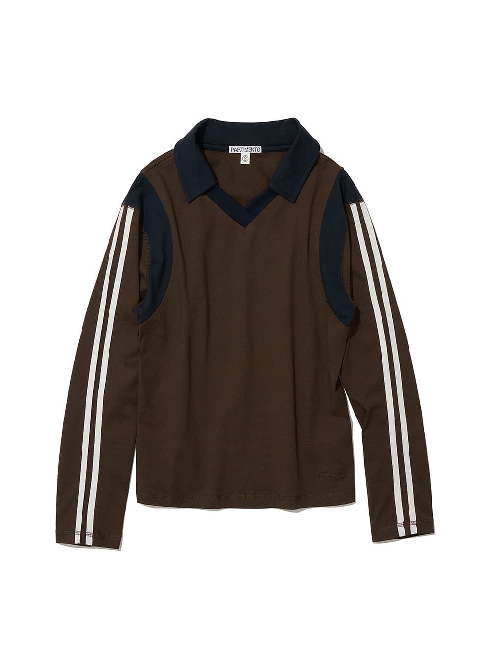 STRIPED COLORBLOCK POLO TEE_BROWN