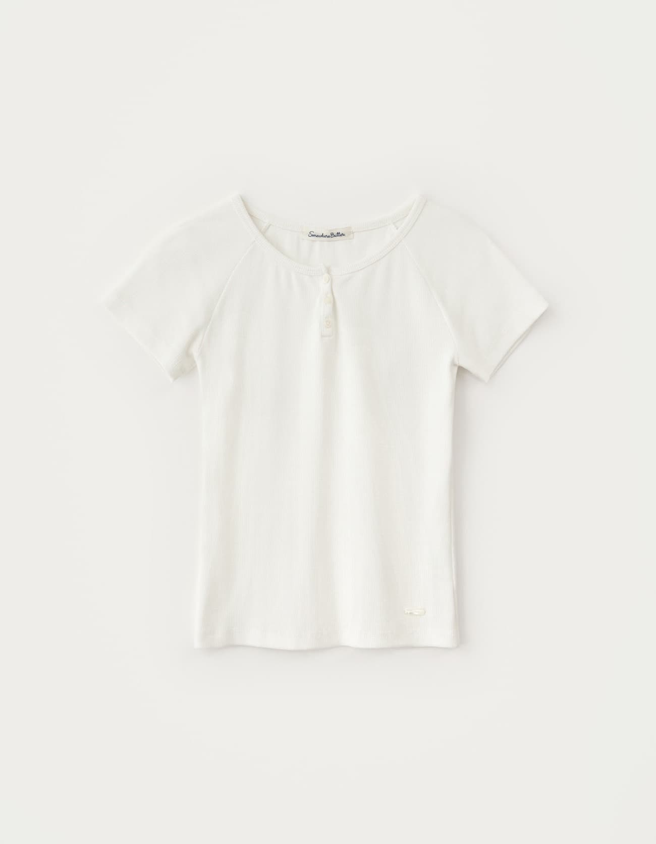 Lay Button Raglan Top - Ivory
