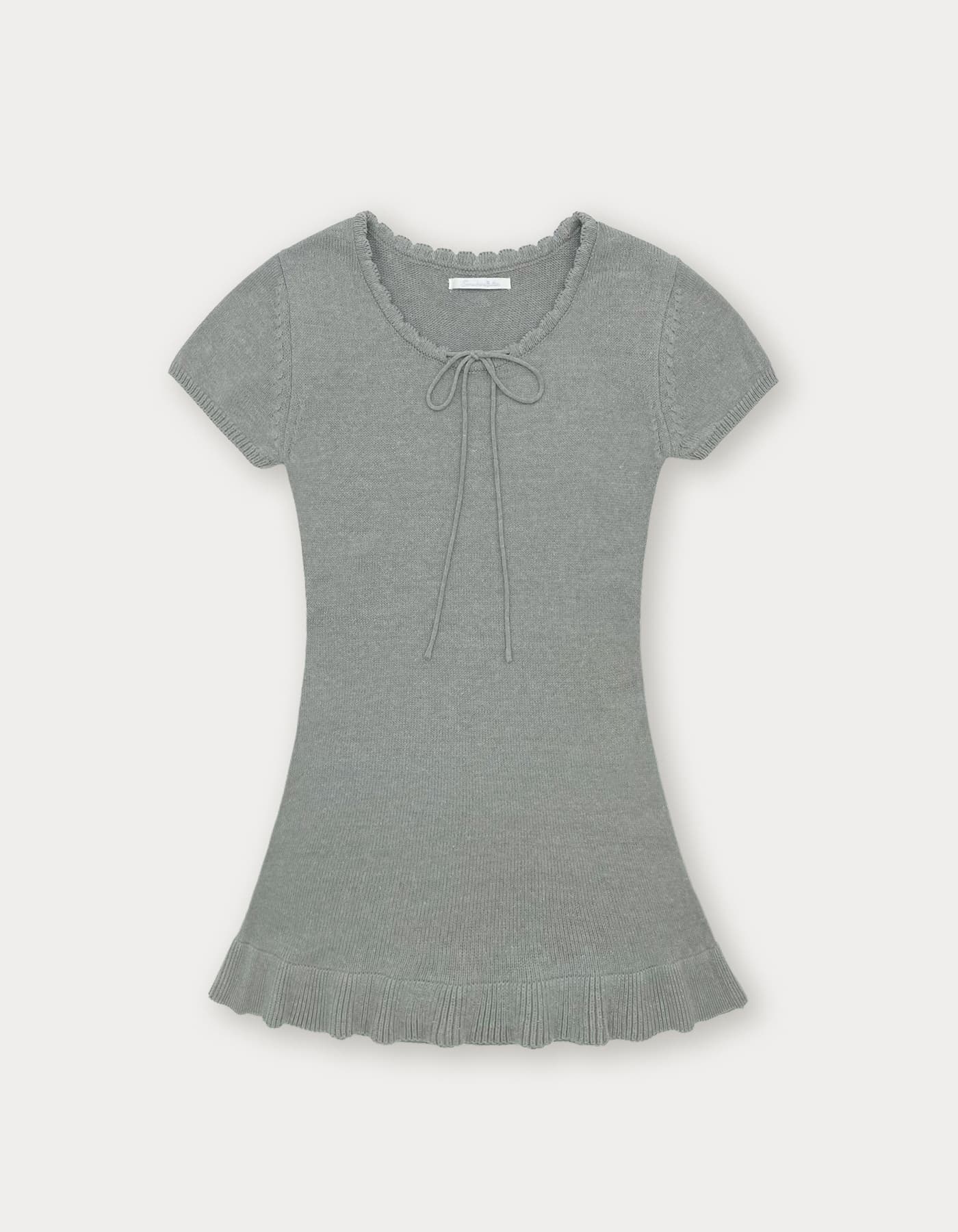 Cotton Ribbon Knit Dress - Grey