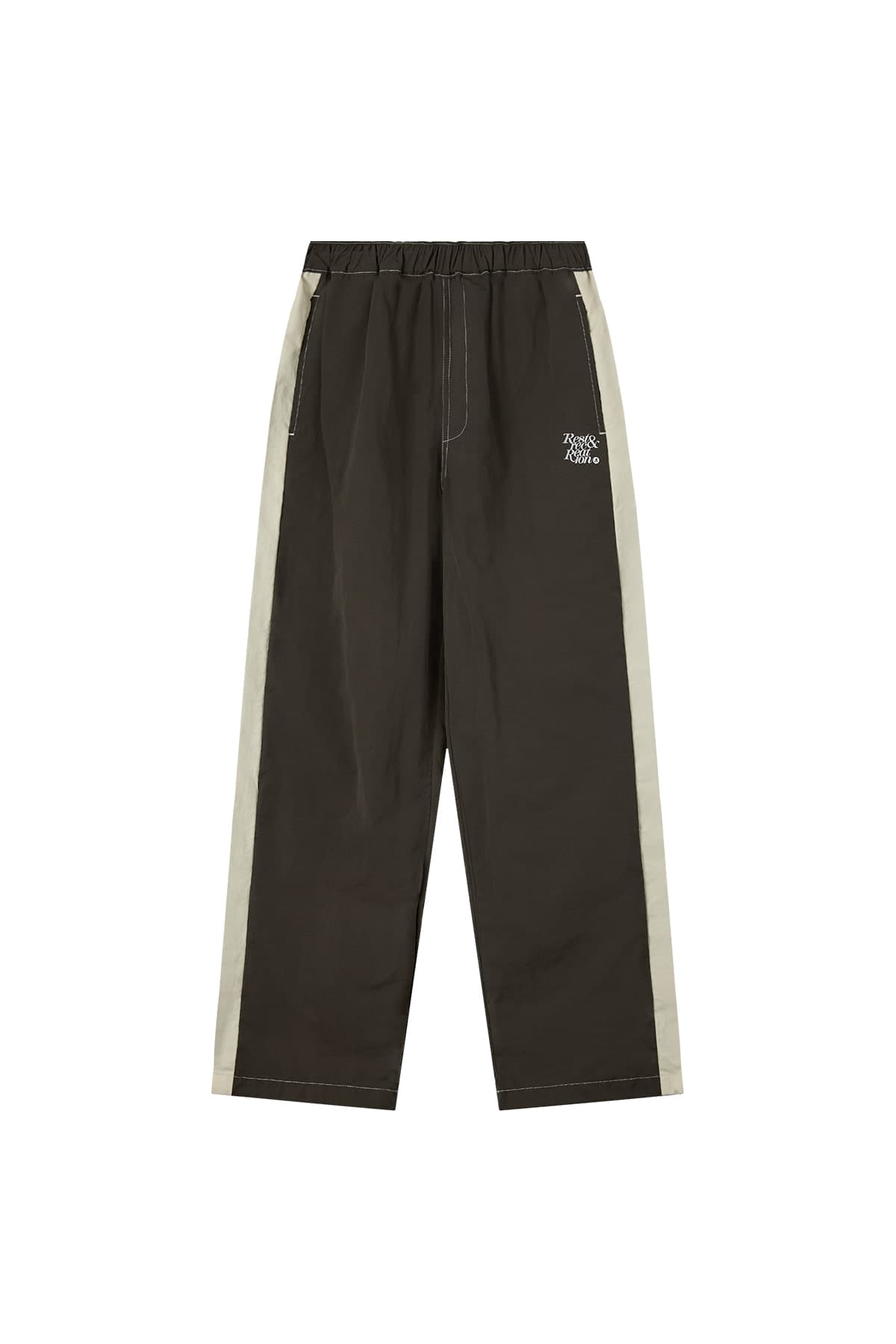 STITCH NYLON PANTS - BROWN