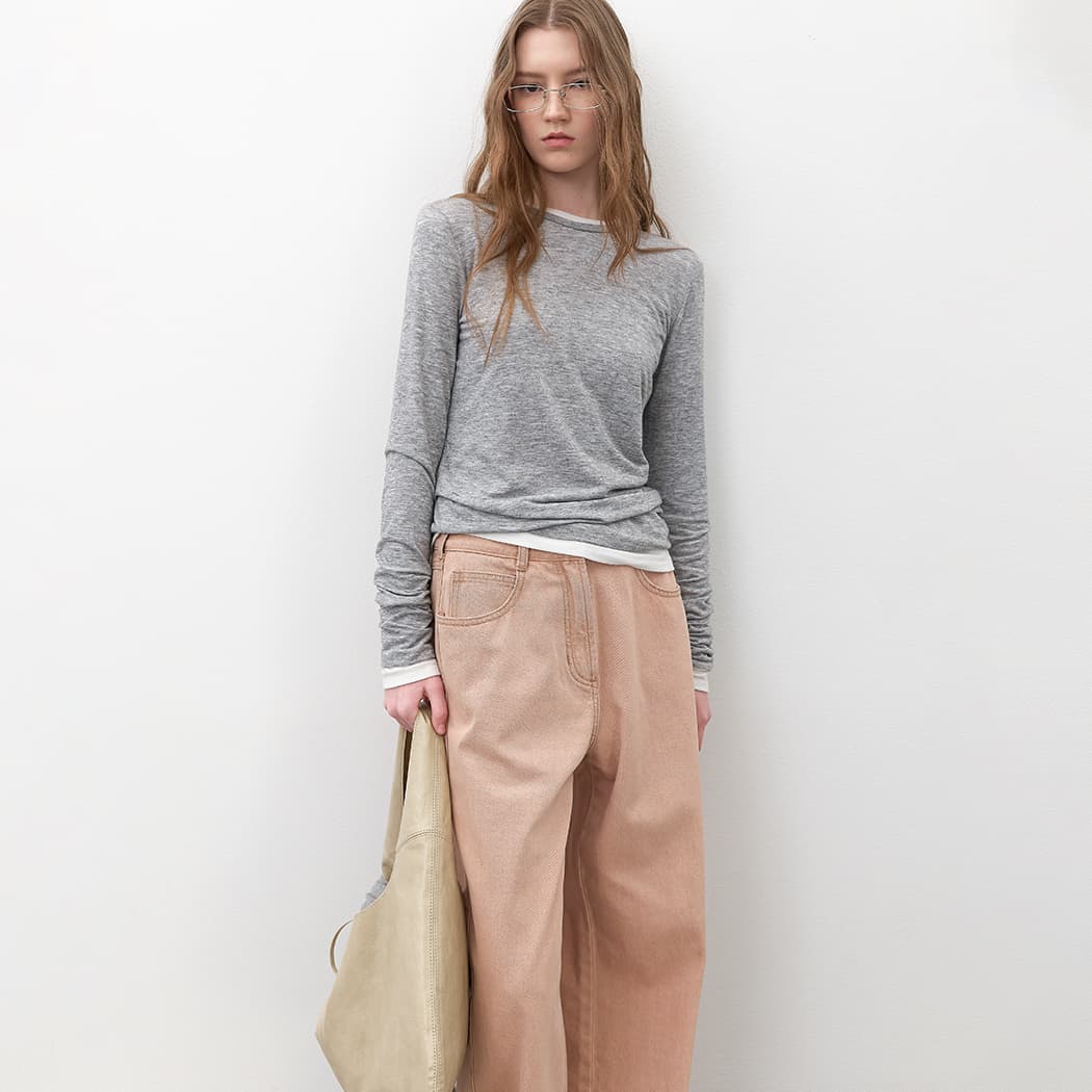 (Z-T-7090)ESSENTIAL ROUND NECK SLIM TEE