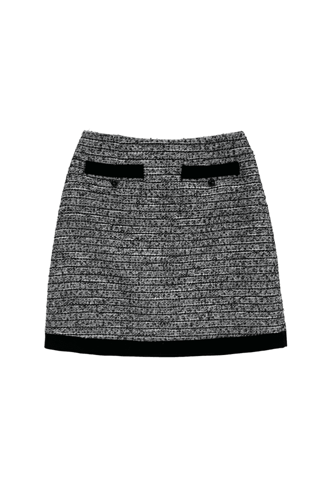 Black Trim Tweed Skirt (Black)