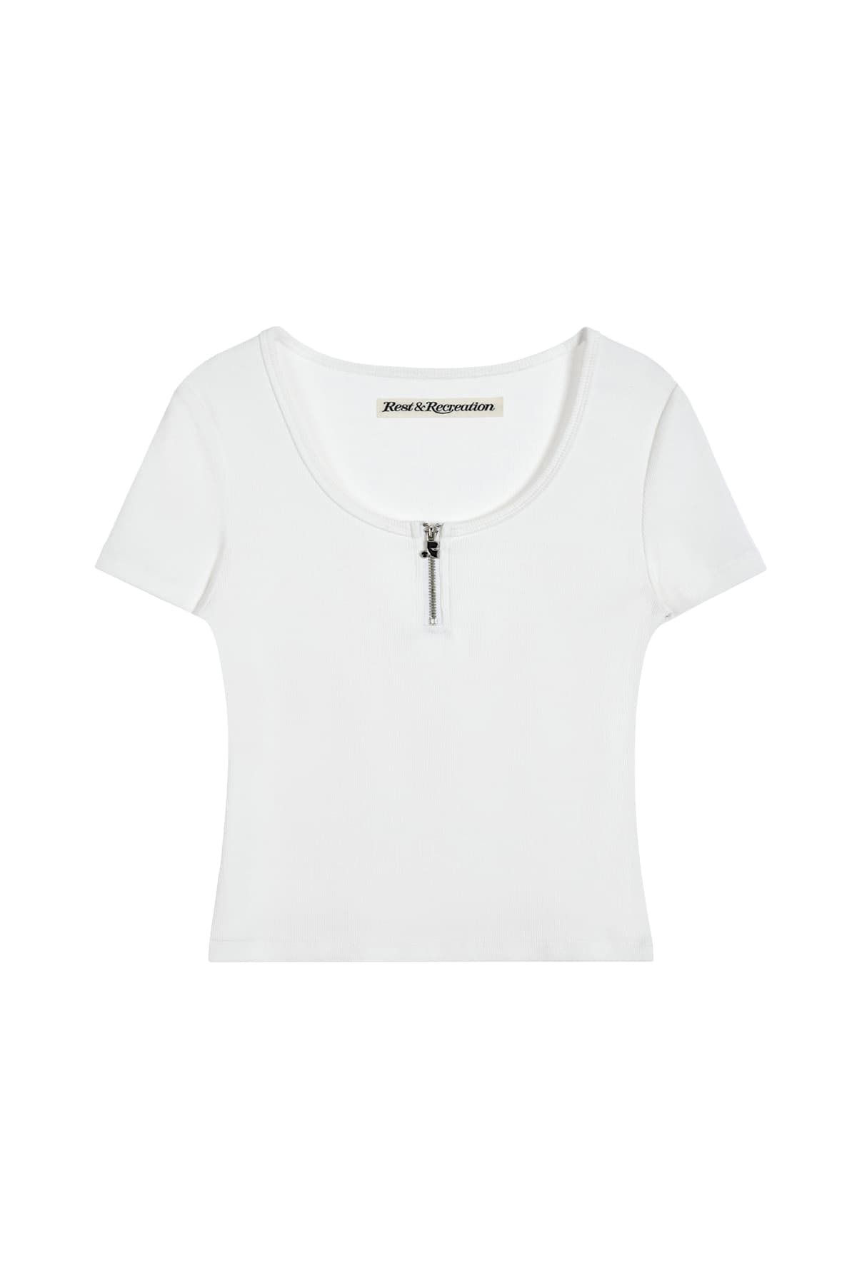 HALF ZIP-UP TOP - WHITE