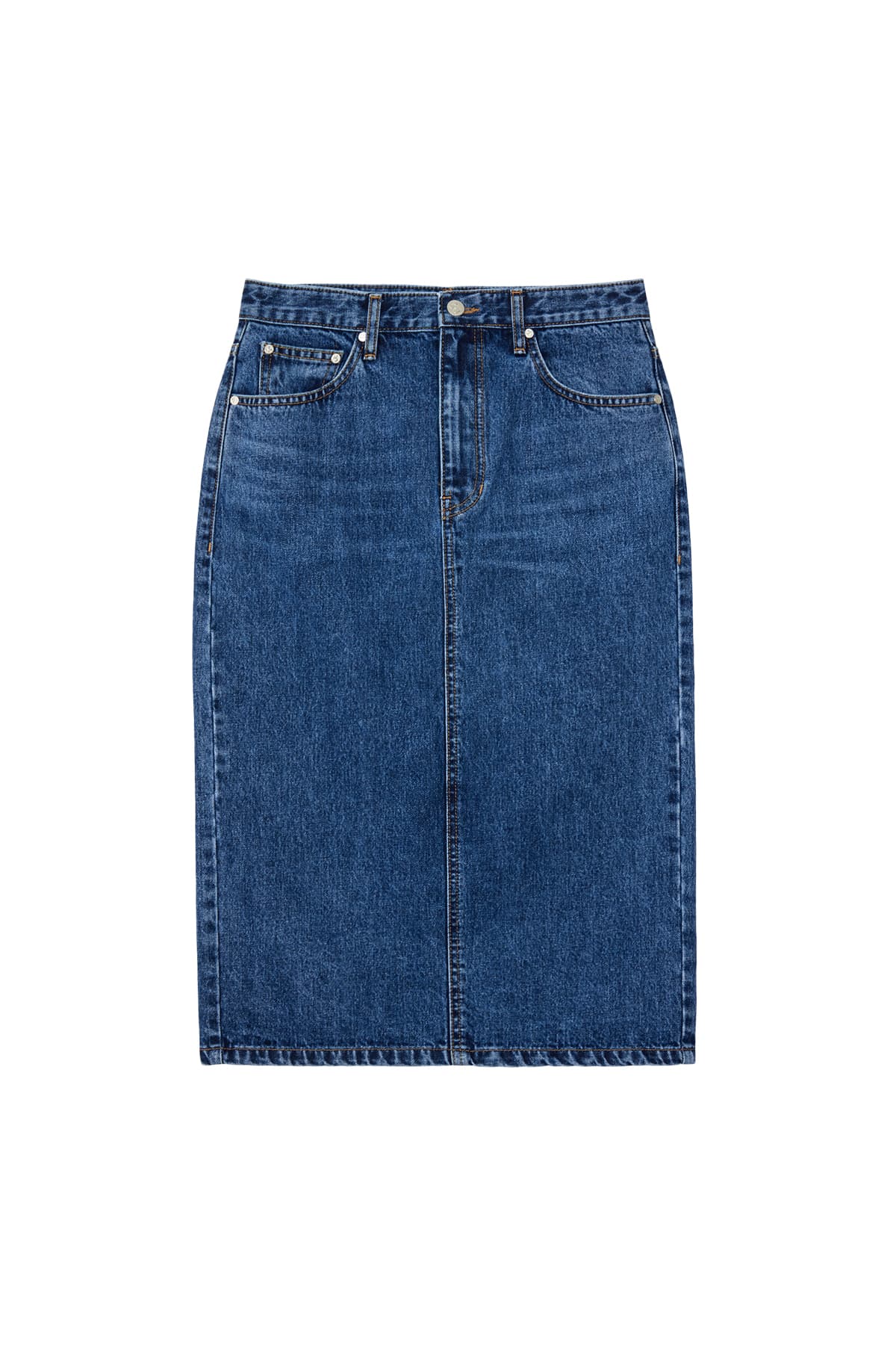 RR DENIM MIDI SKIRT - BLUE