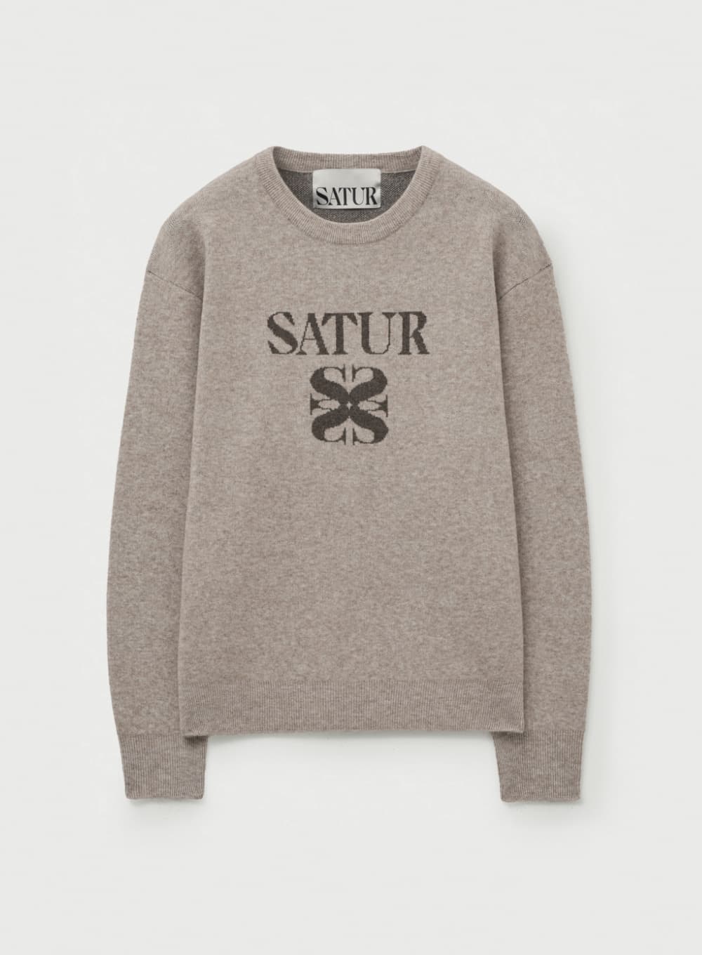 Basic Logo Jacquard Crew Neck Knit - Beige