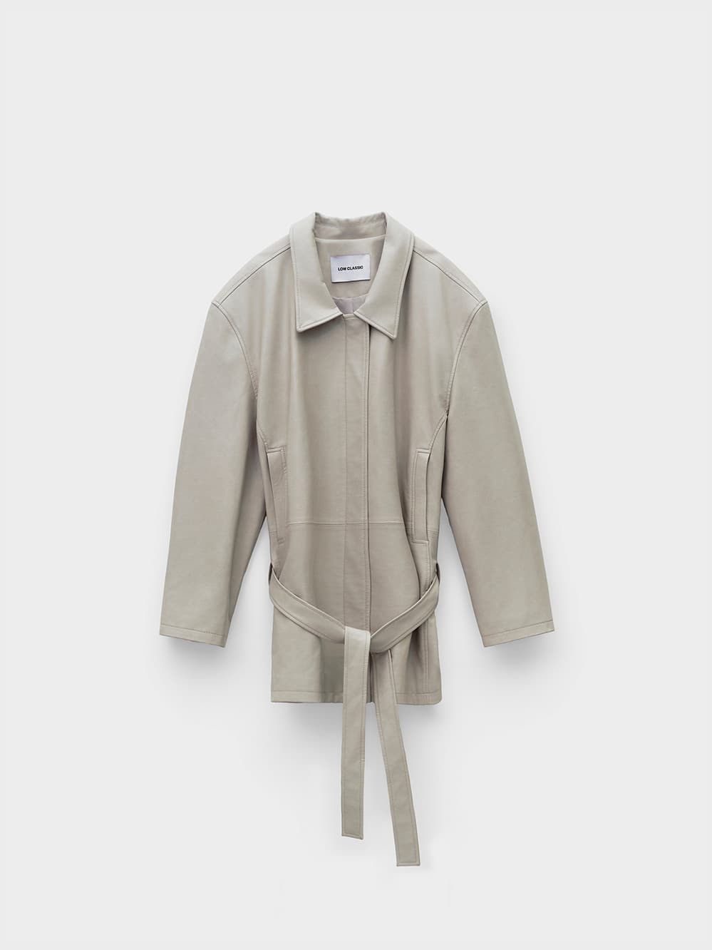 Low Waist Artificial Leather Jacket_Beige