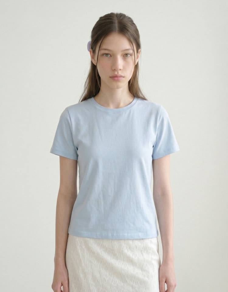 cotton basic slim t-shirt - light blue