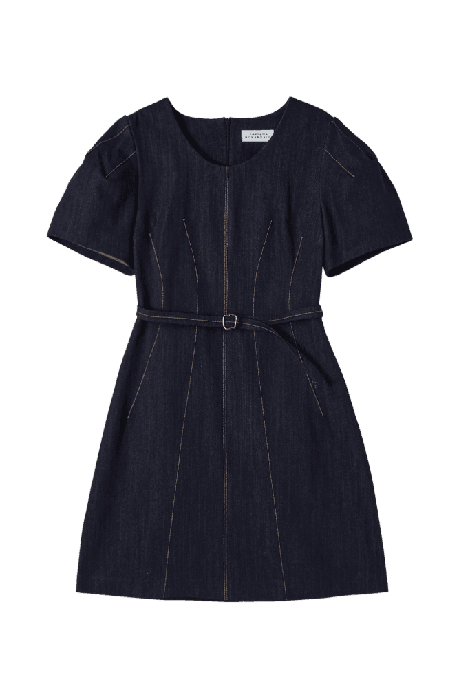 Denim belt one-piece (Blue) 성유리 착용
