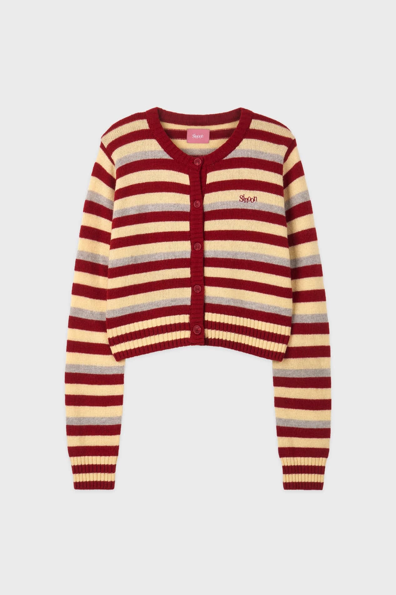 Stripe Crop Cardigan (Red)