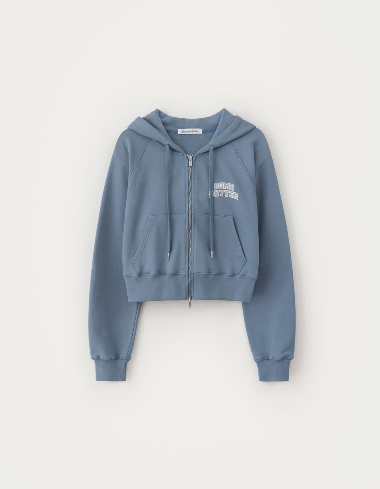 Crop Logo Hoodie Zip-Up - Vintage Blue