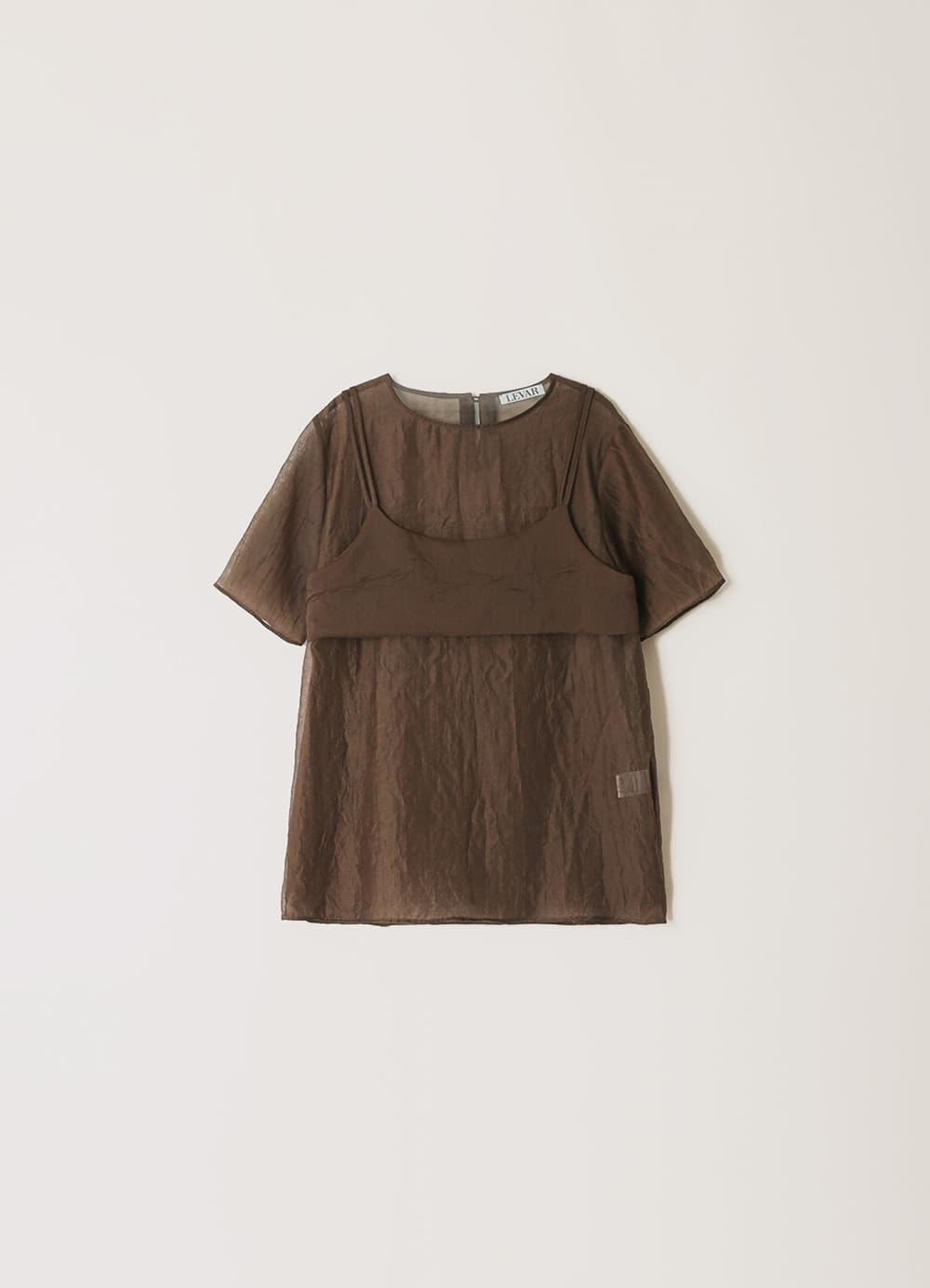 Double-Layered Sheer Blouse - Pecan Brown