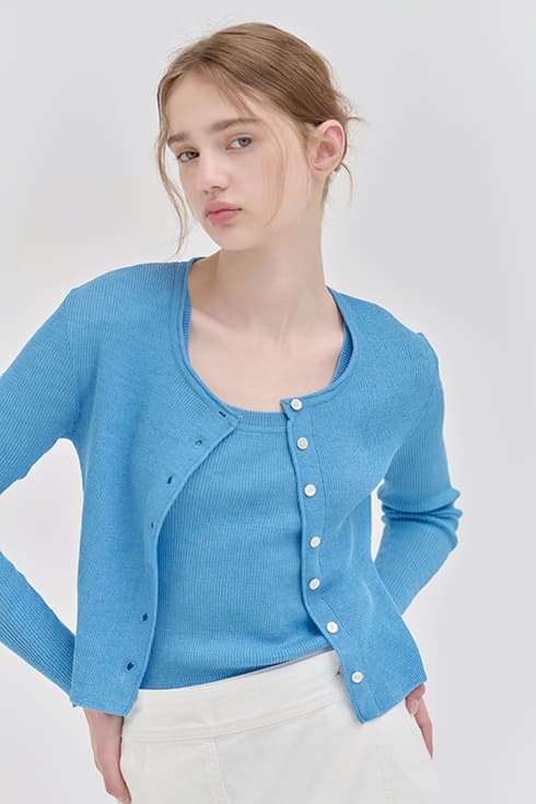 Summer linen cardigan set [BL]