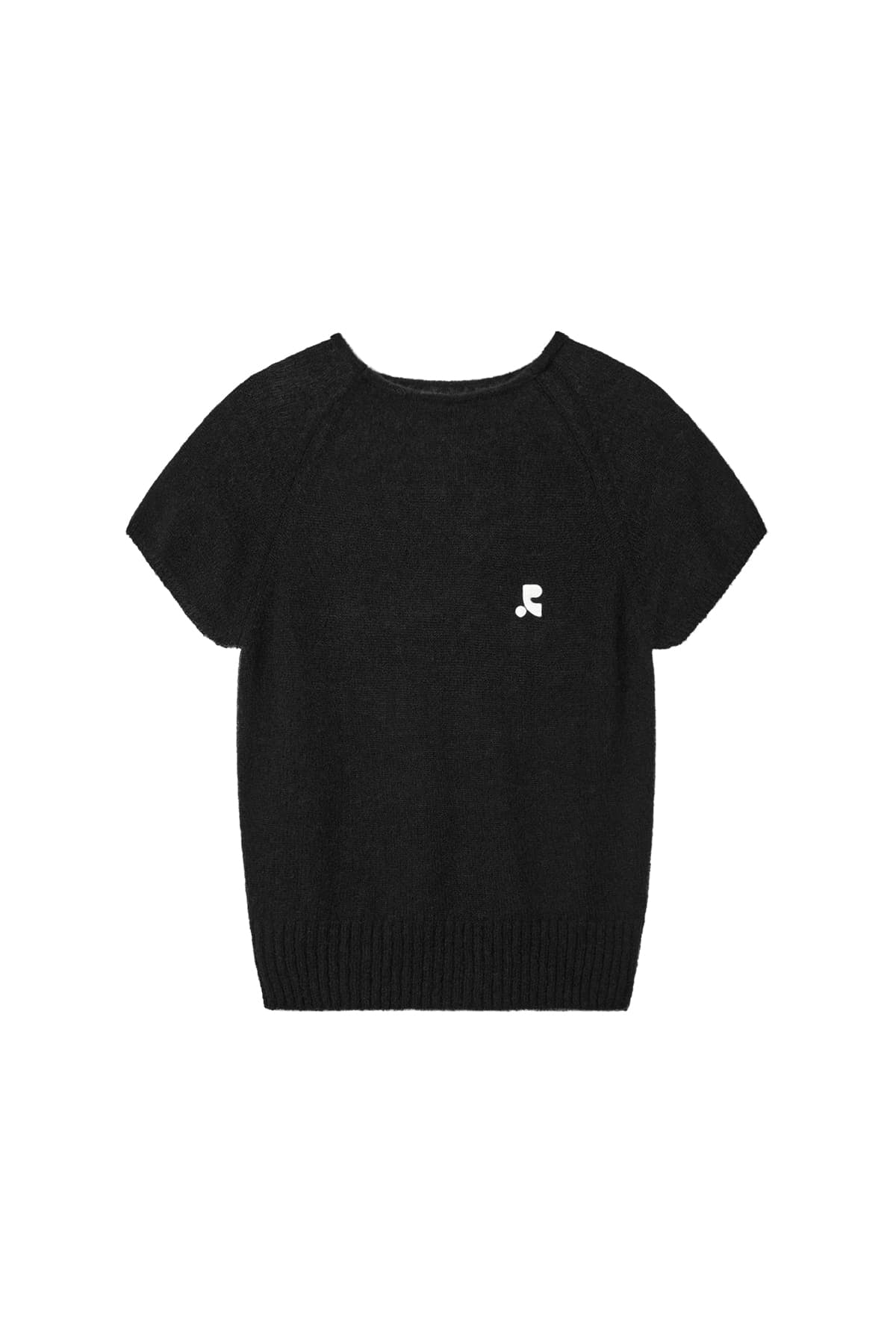 RAGLAN HALF SLEEVE KNIT TOP - BLACK
