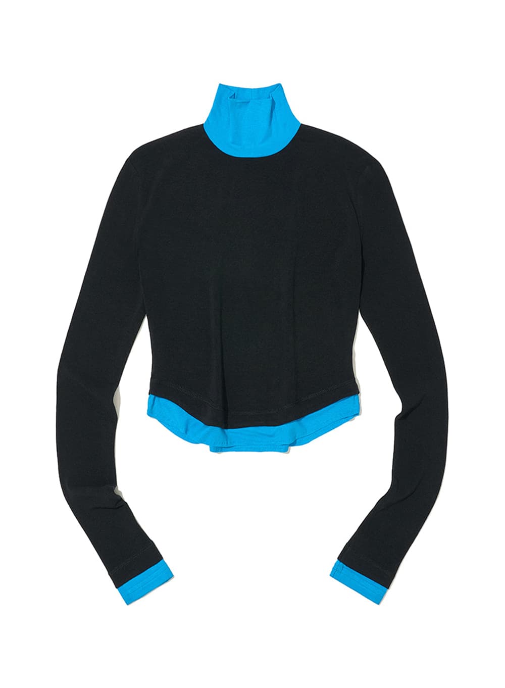 DOUBLE LAYERED HIGH NECK TEE_BLACK